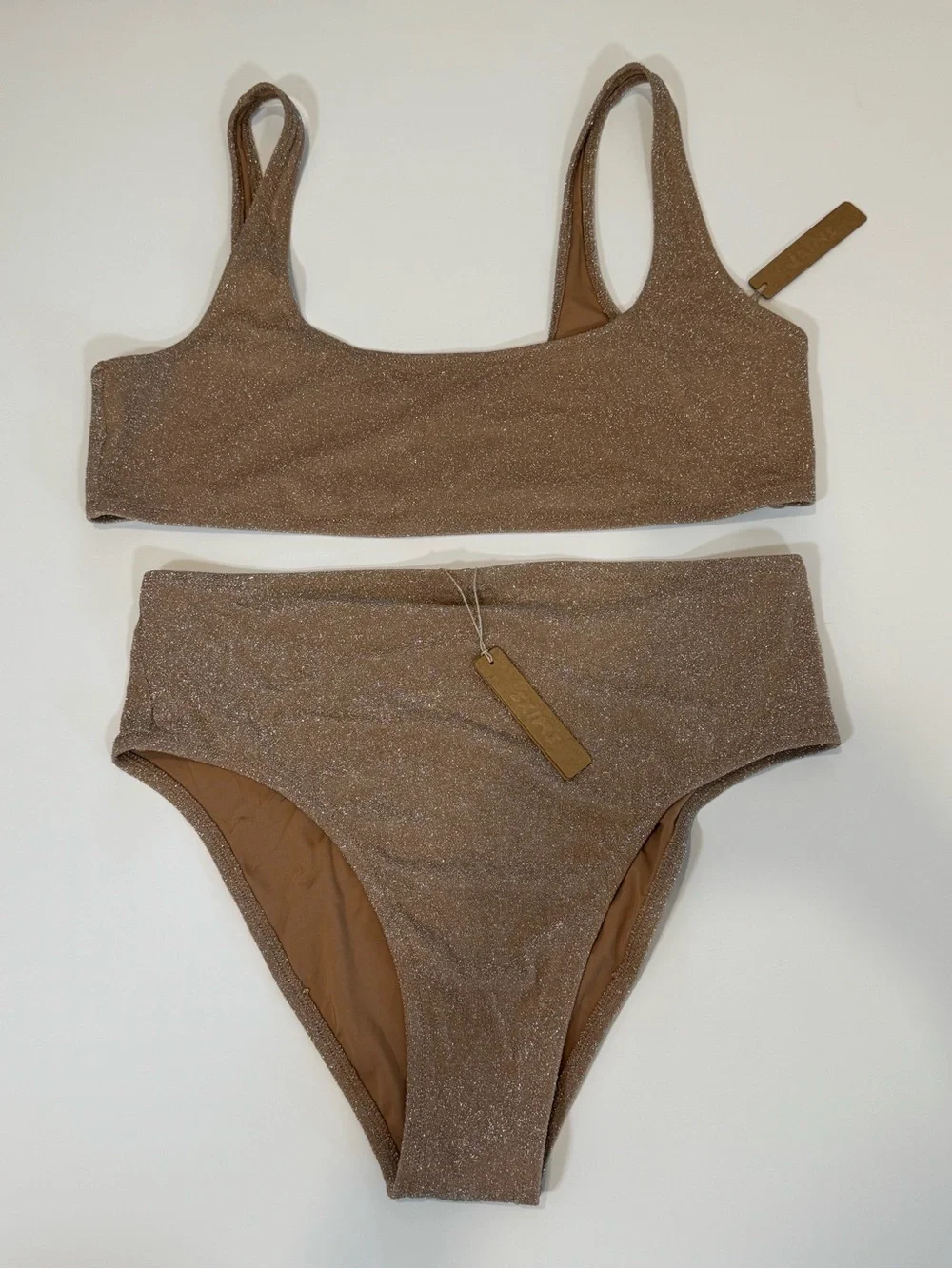 NWT SKIMS Shimmery Brown High-Waist Bikini Set Size 2X